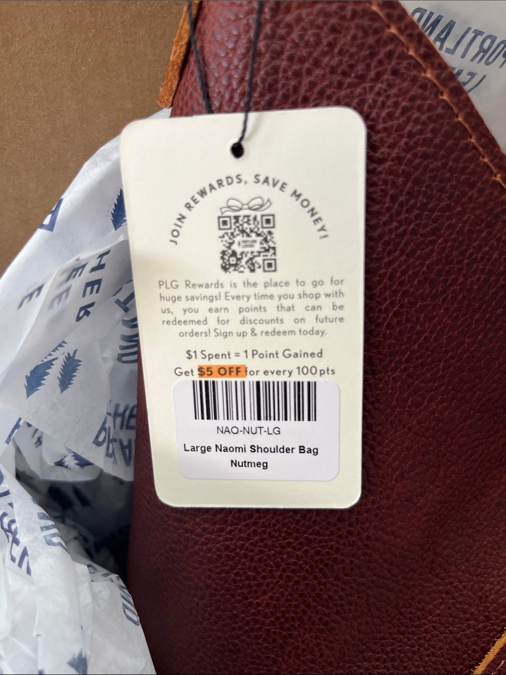 Portland Leather Goods Large Naomi Shoulder Bag in Nutmeg Pebbled Leather NWT - Picture 11 of 14